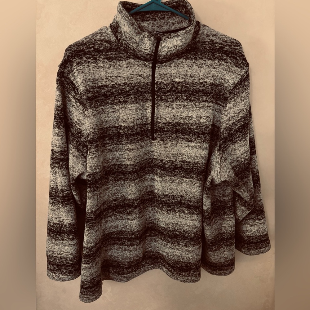 Lands' End Black & Gray Women’s Quarter Front Zip Pullover